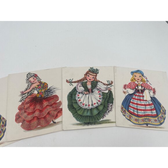 Set Of 10 Vintage International Costume Greeting Cards With Handwritten Note Fro - Picture 5 of 8